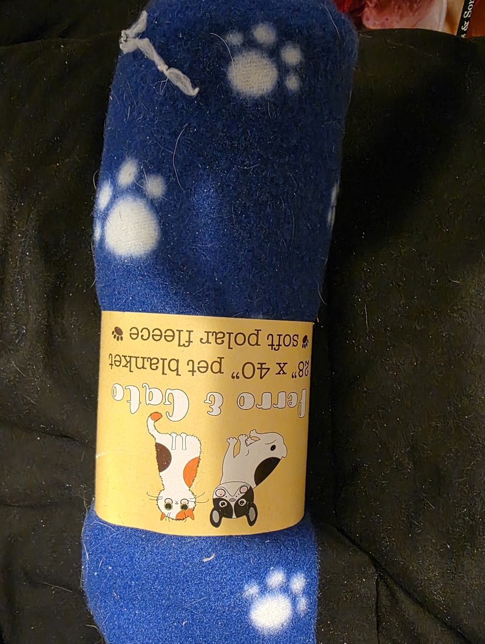 Blue Paw-Print Soft Polar Fleece Dog Blanket